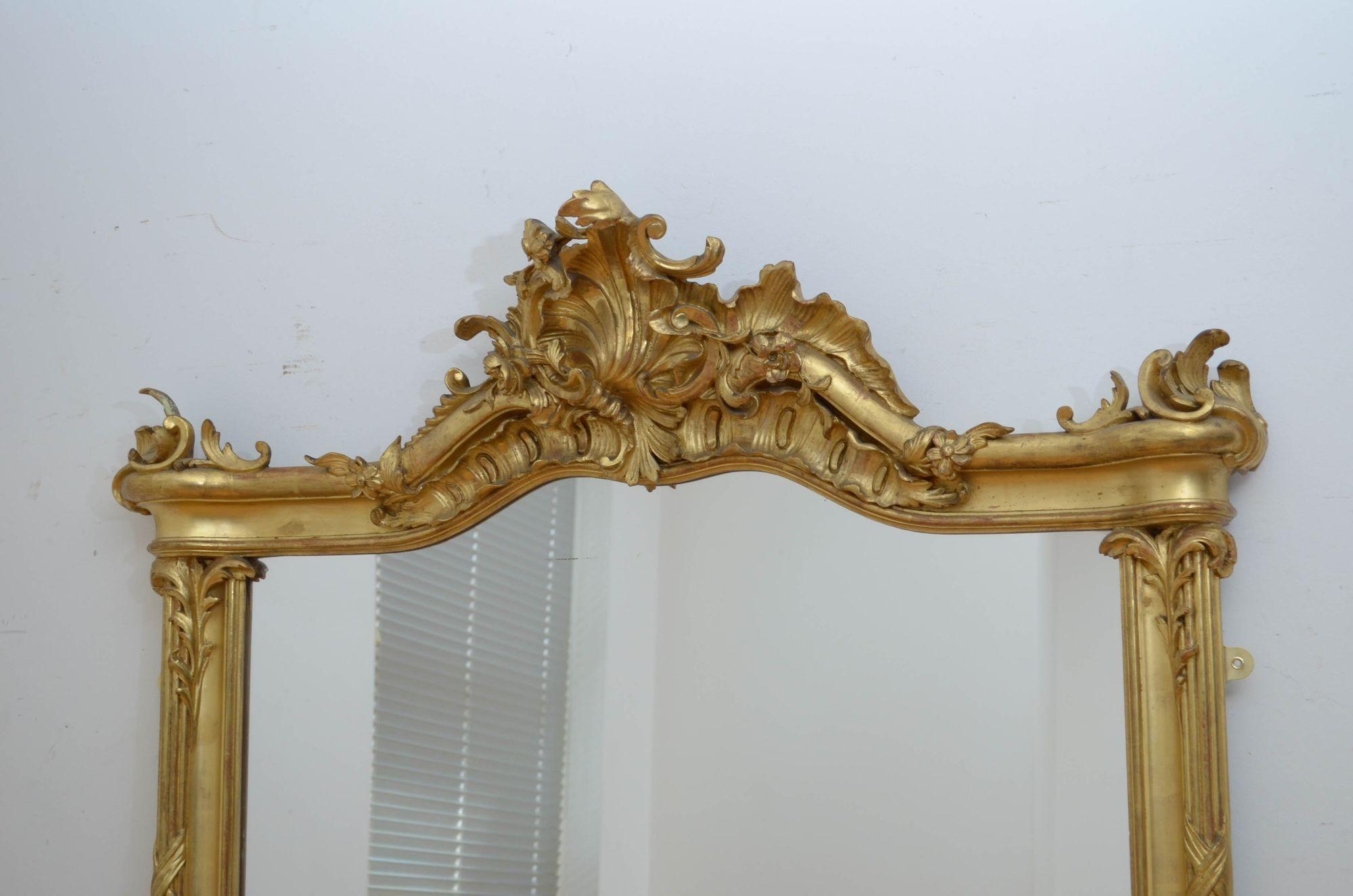 Miroir de pilier ancien doré, H168 cm en vente 2