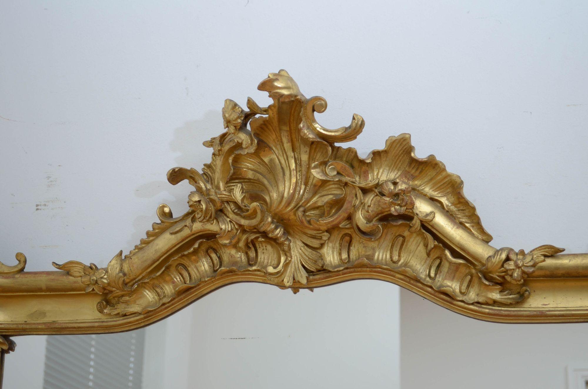 Miroir de pilier ancien doré, H168 cm en vente 3