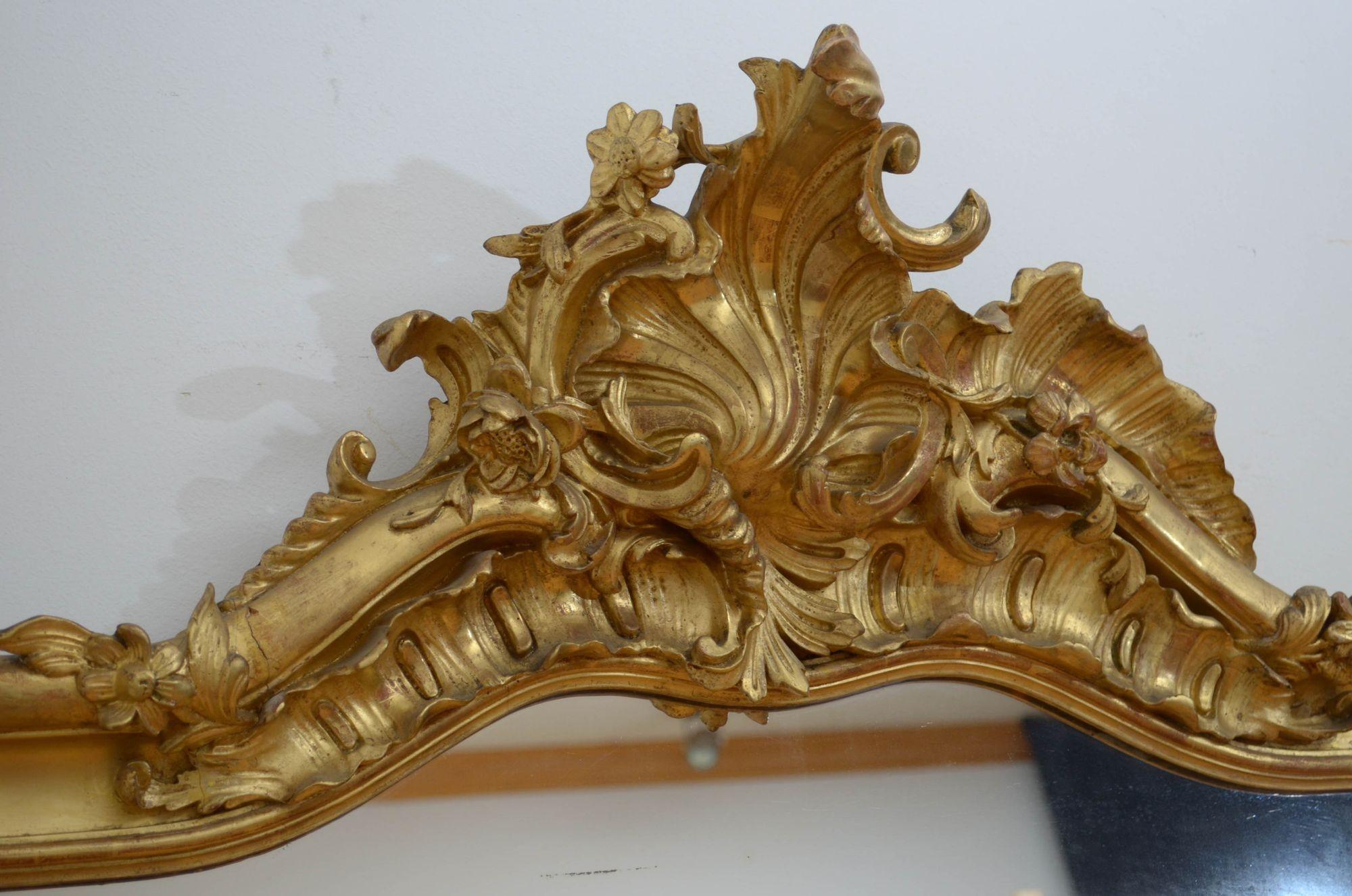 Miroir de pilier ancien doré, H168 cm en vente 4