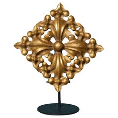 Antique Gilded Pine Decorative Carving on Stand