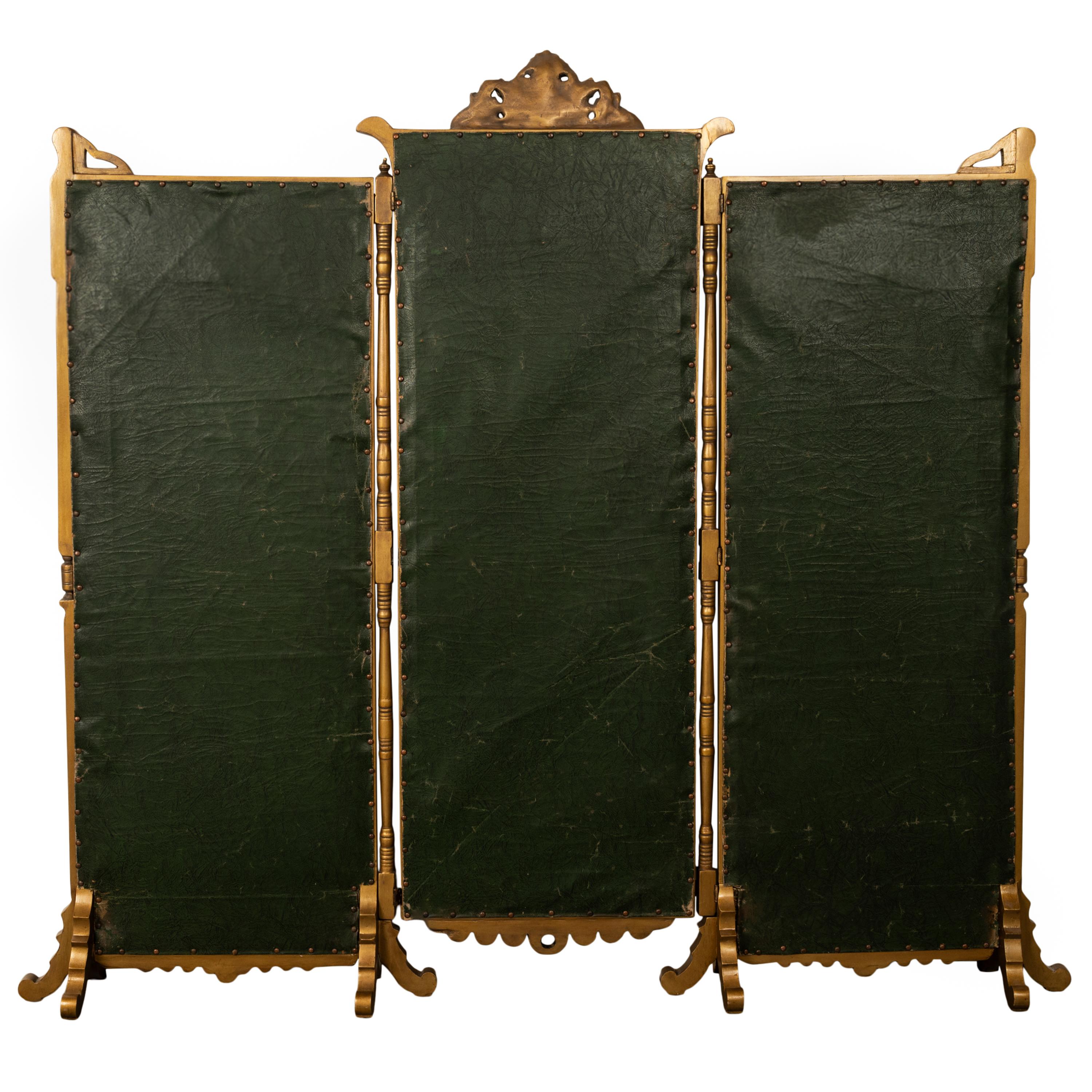  Antique Gilded Room Divider Screen Oil Painting Aesthetic Movement NY 1885 For Sale 5