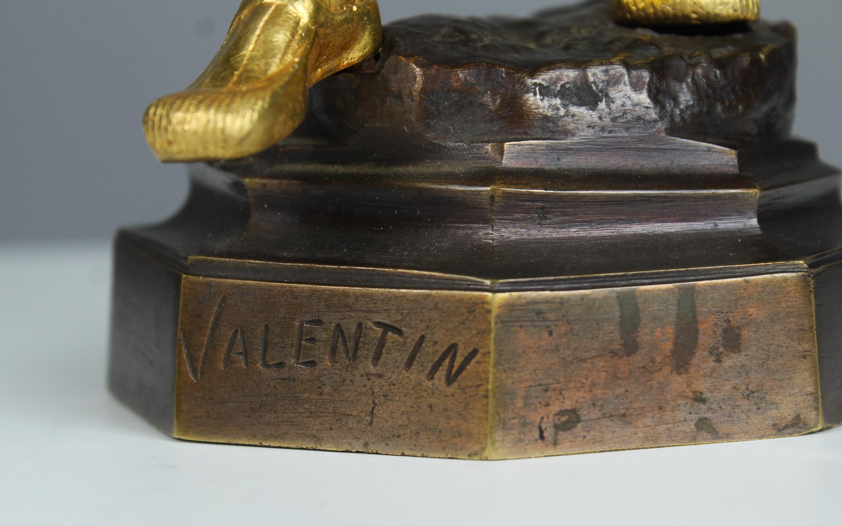 Antike vergoldete Bronzeskulptur, „VALENTIN“, Skulptur (Vergoldet) im Angebot