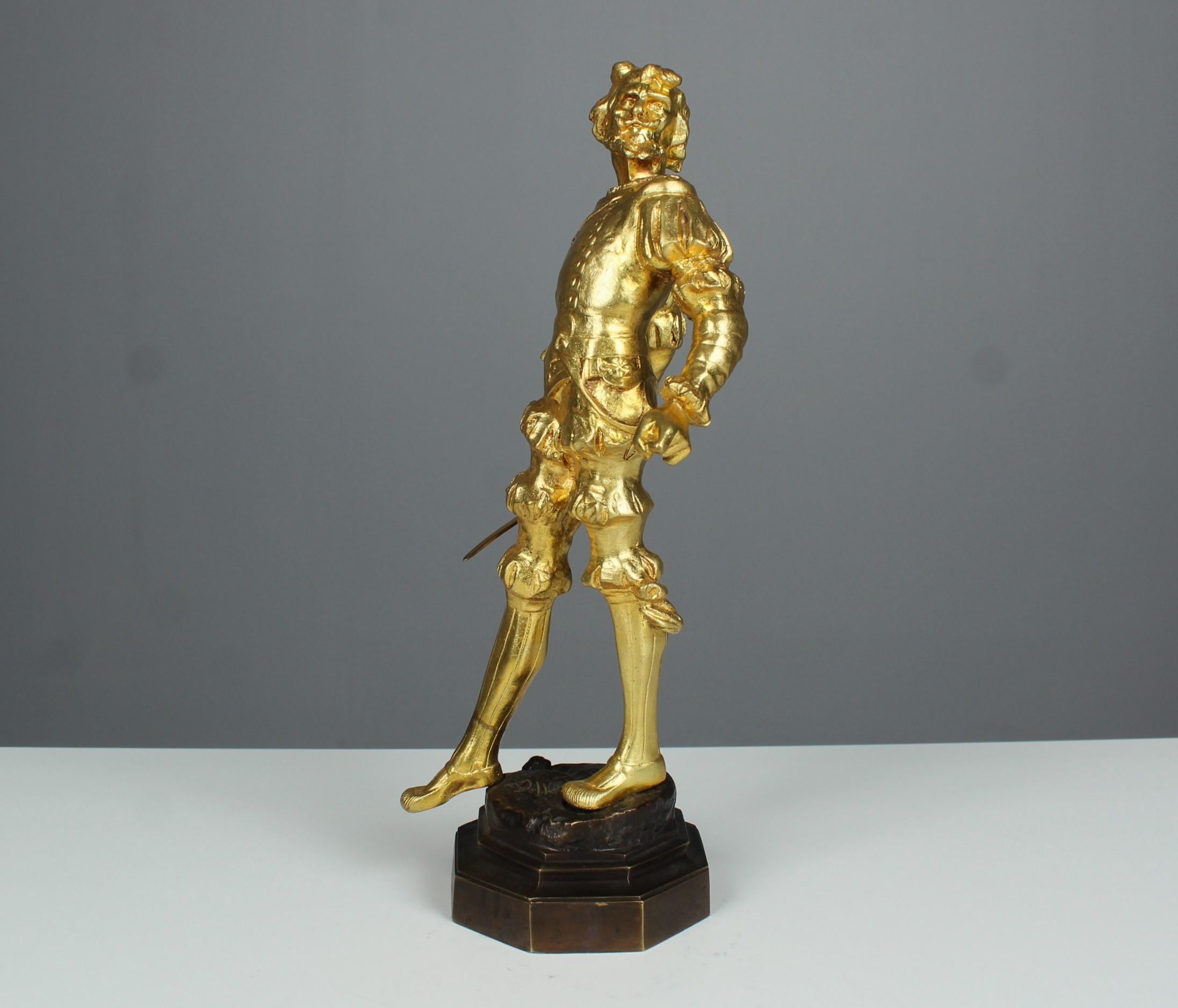 XIXe siècle Sculpture ancienne en bronze doré, 