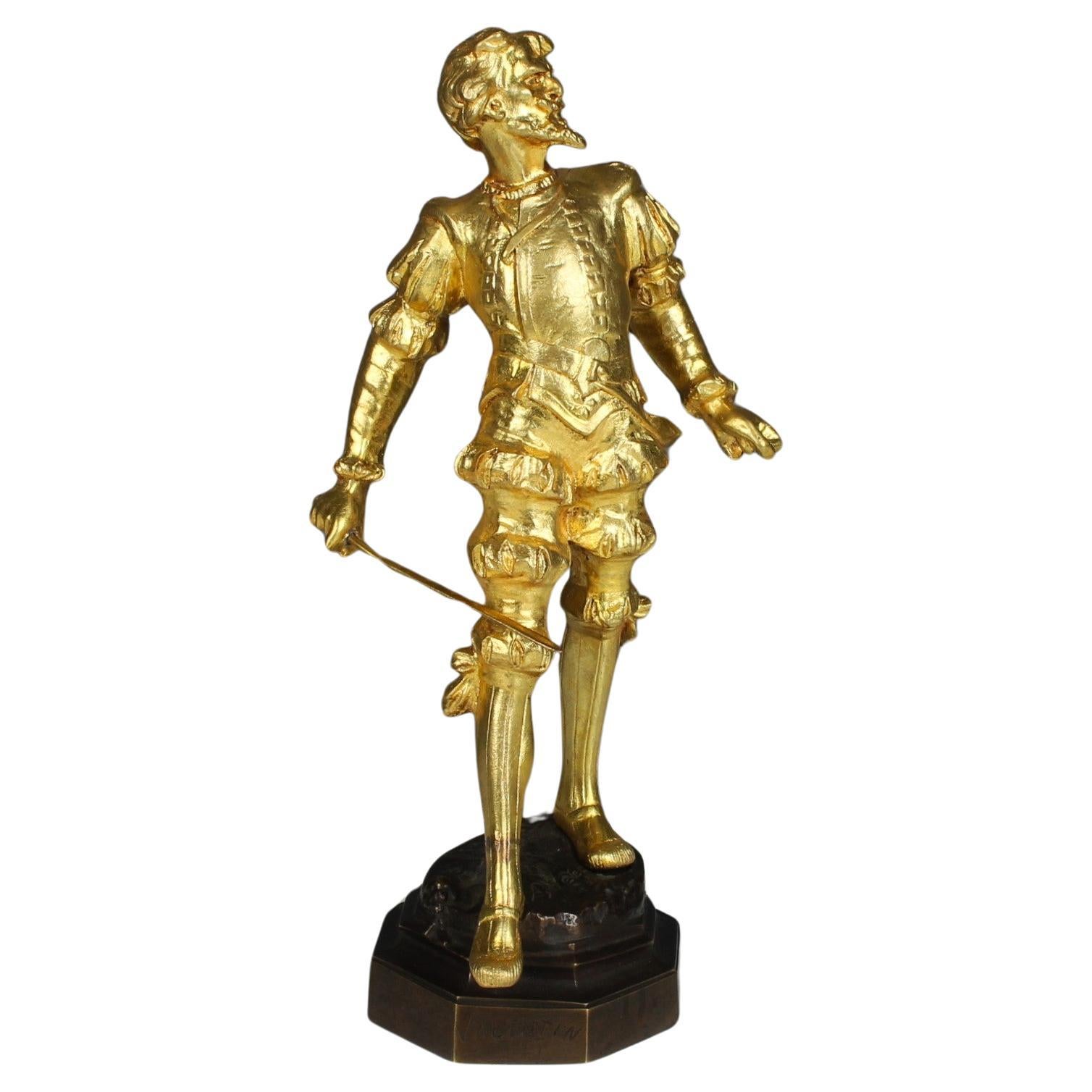 Escultura antigua de bronce dorado, "VALENTIN"