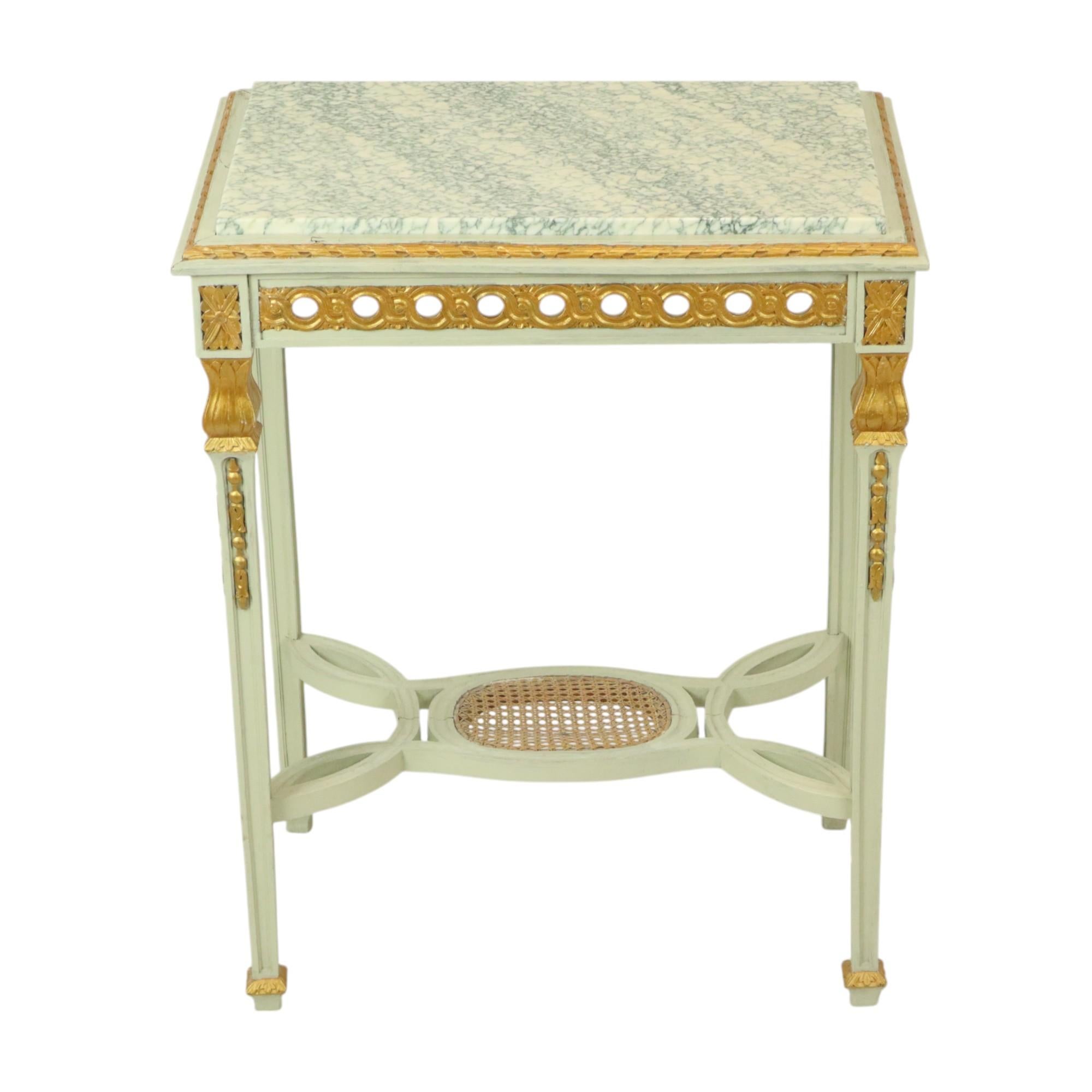 Antique Gilded Side Table Console Green Marble Louis XVI For Sale 6