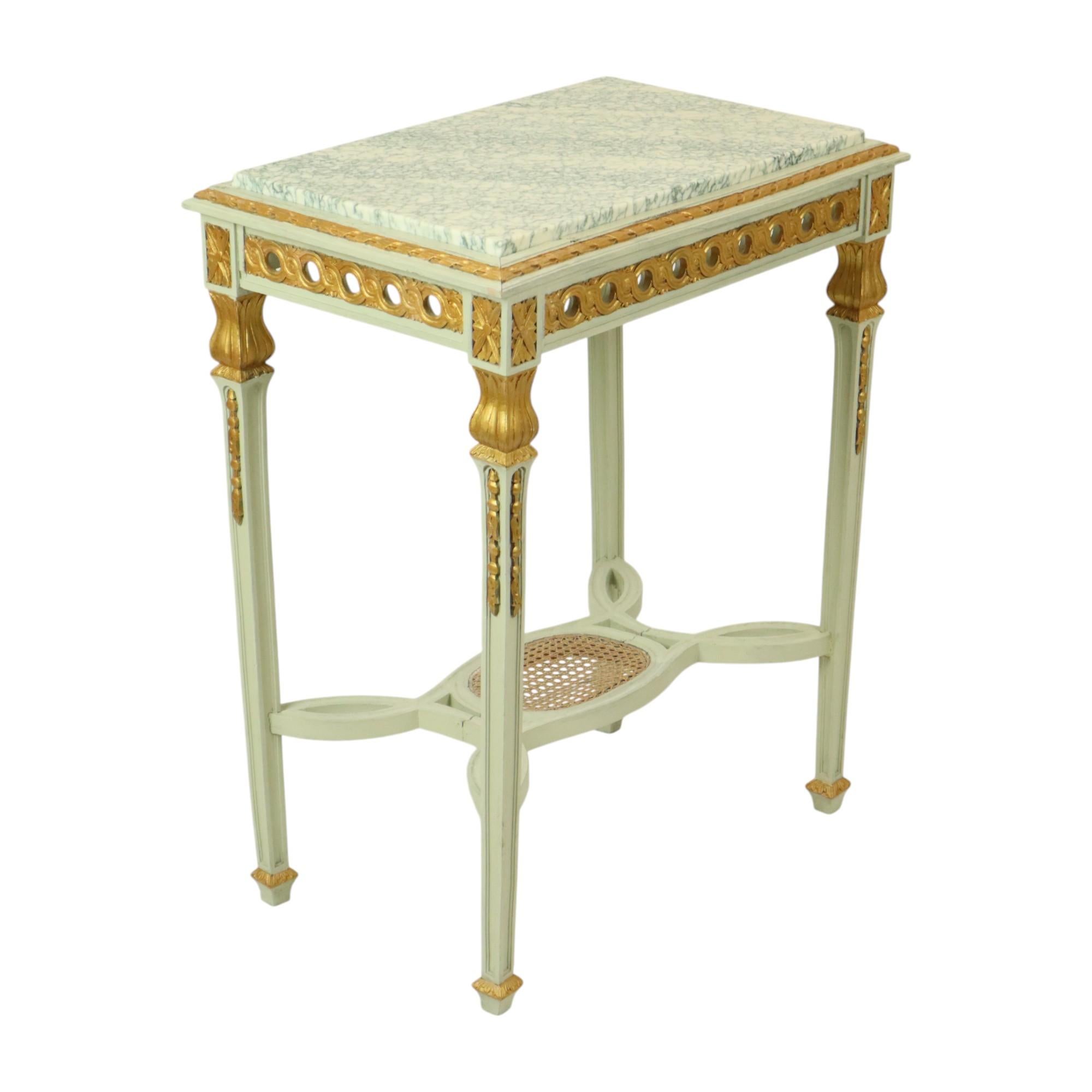 Antique Gilded Side Table Console Green Marble Louis XVI For Sale 8