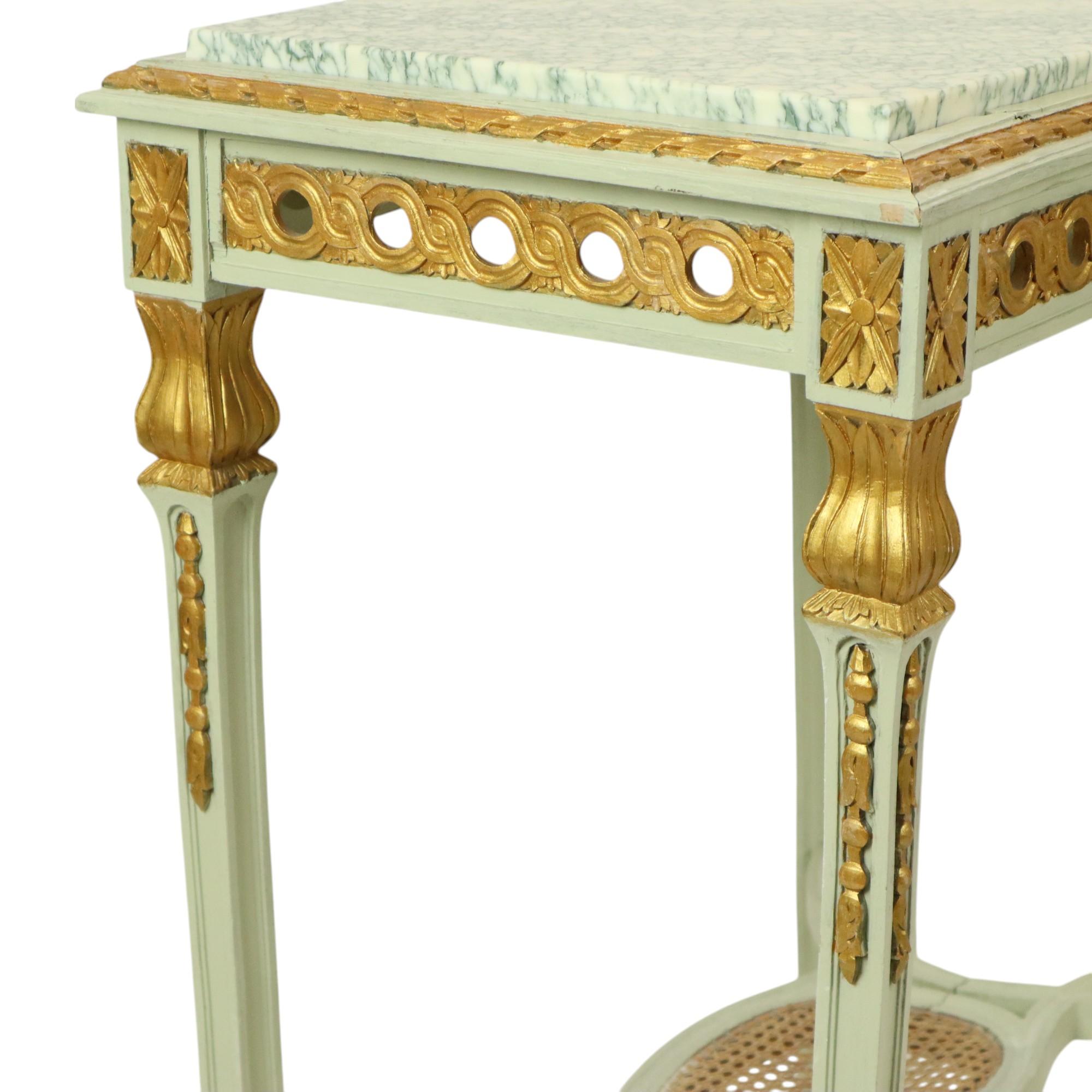 Antique Gilded Side Table Console Green Marble Louis XVI For Sale 9