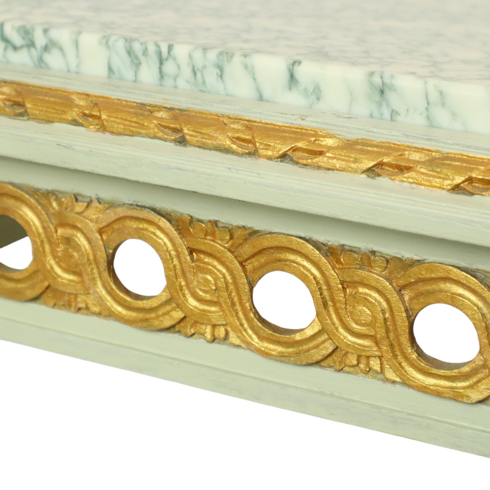 Antique Gilded Side Table Console Green Marble Louis XVI For Sale 10