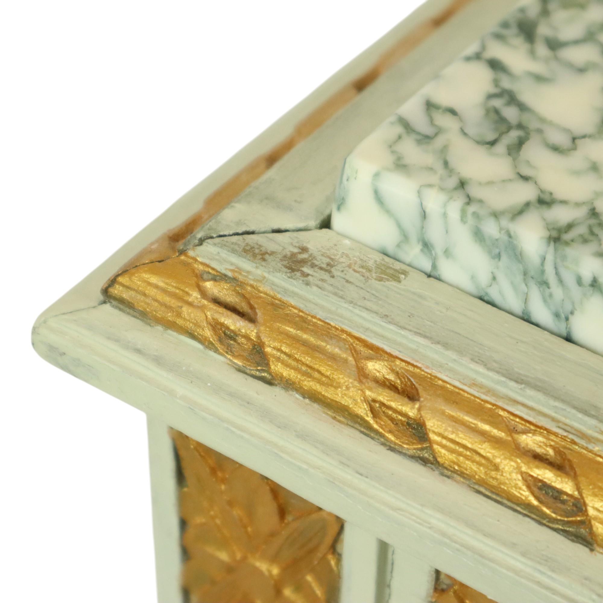 Antique Gilded Side Table Console Green Marble Louis XVI For Sale 12