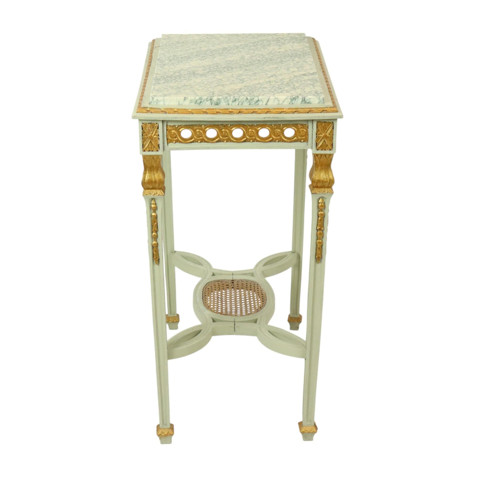 Gilt Antique Gilded Side Table Console Green Marble Louis XVI For Sale