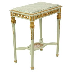 Antique Gilded Side Table Console Green Marble Louis XVI