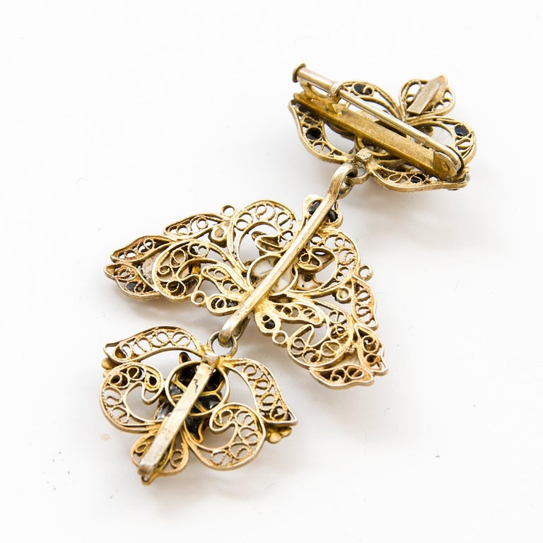 Broche Ancienne En Argent 835 – AS – Filigrane – Bijou Vintage