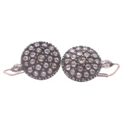 Antique Gilded Silver Rose Cut Diamond Cluster Earrings, Circa 1900