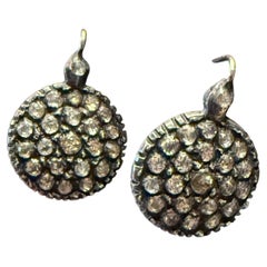 Antique Gilded Silver Rose Cut Diamond Cluster Earrings, Circa 1900