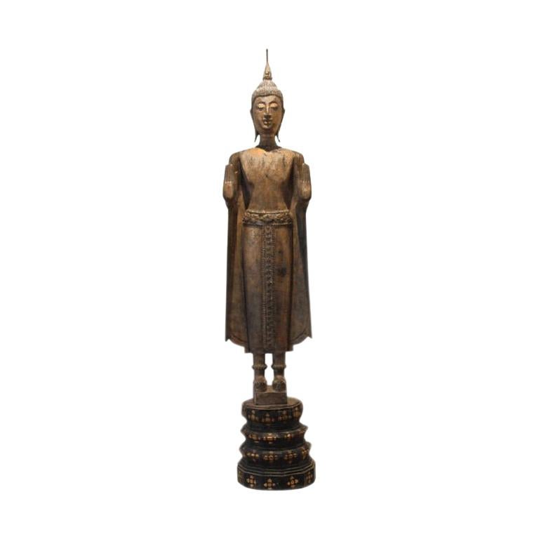 Antique Gilded Standing Buddha from Laos Southeast Asia