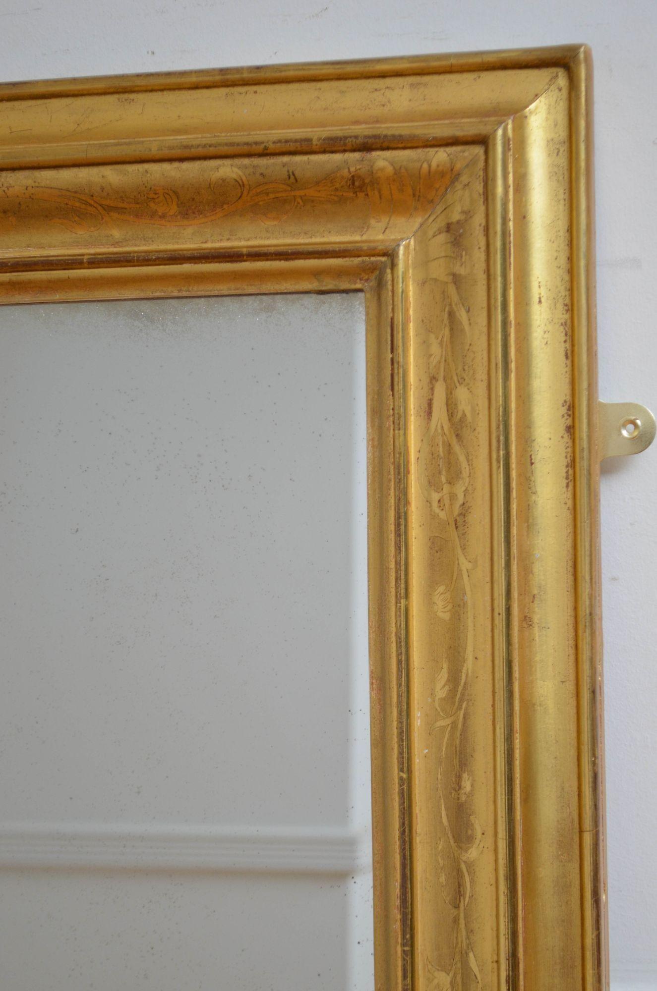 Miroir mural doré ancien H103 cm en vente 5