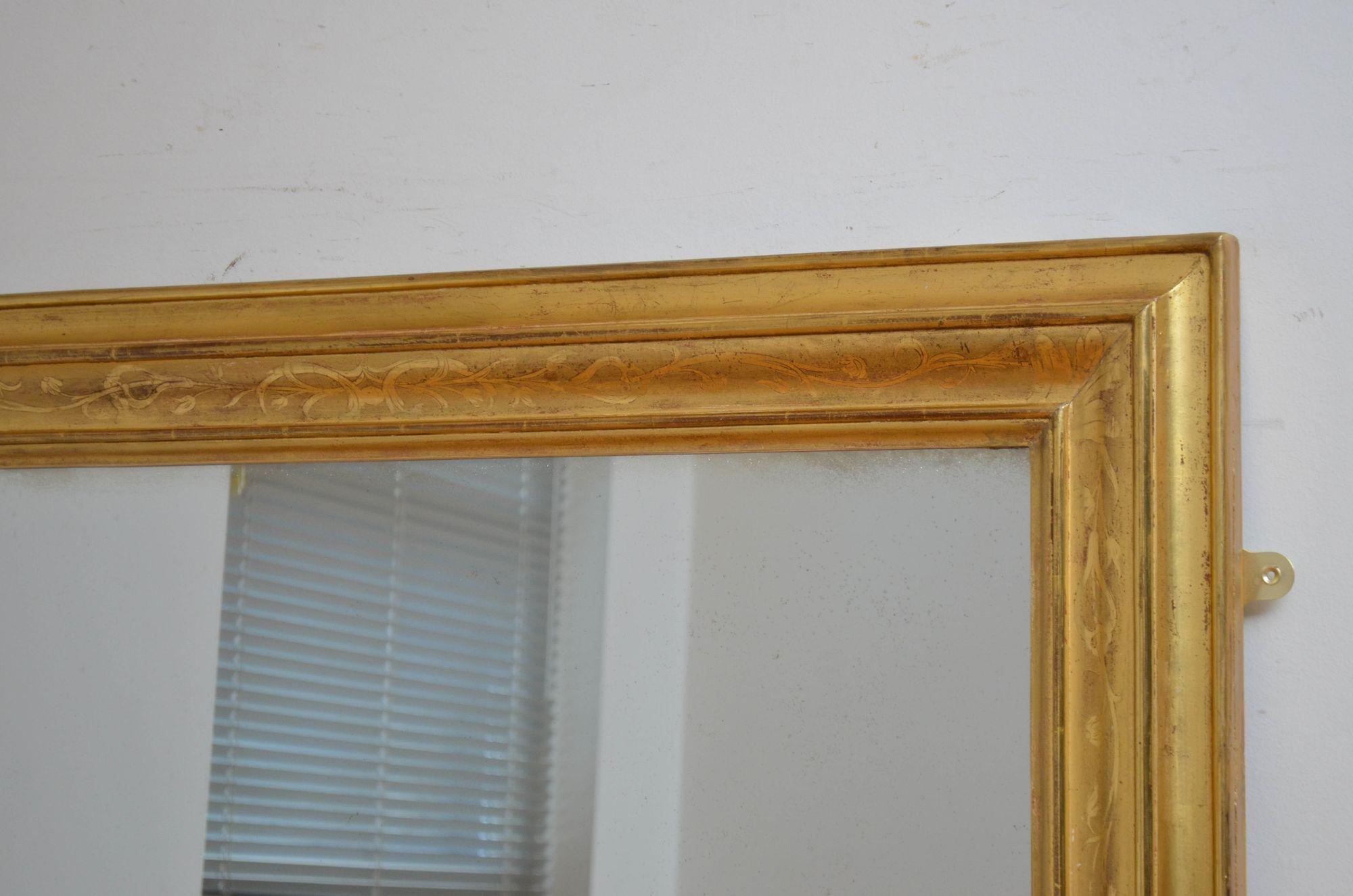 Miroir mural doré ancien H103 cm en vente 6
