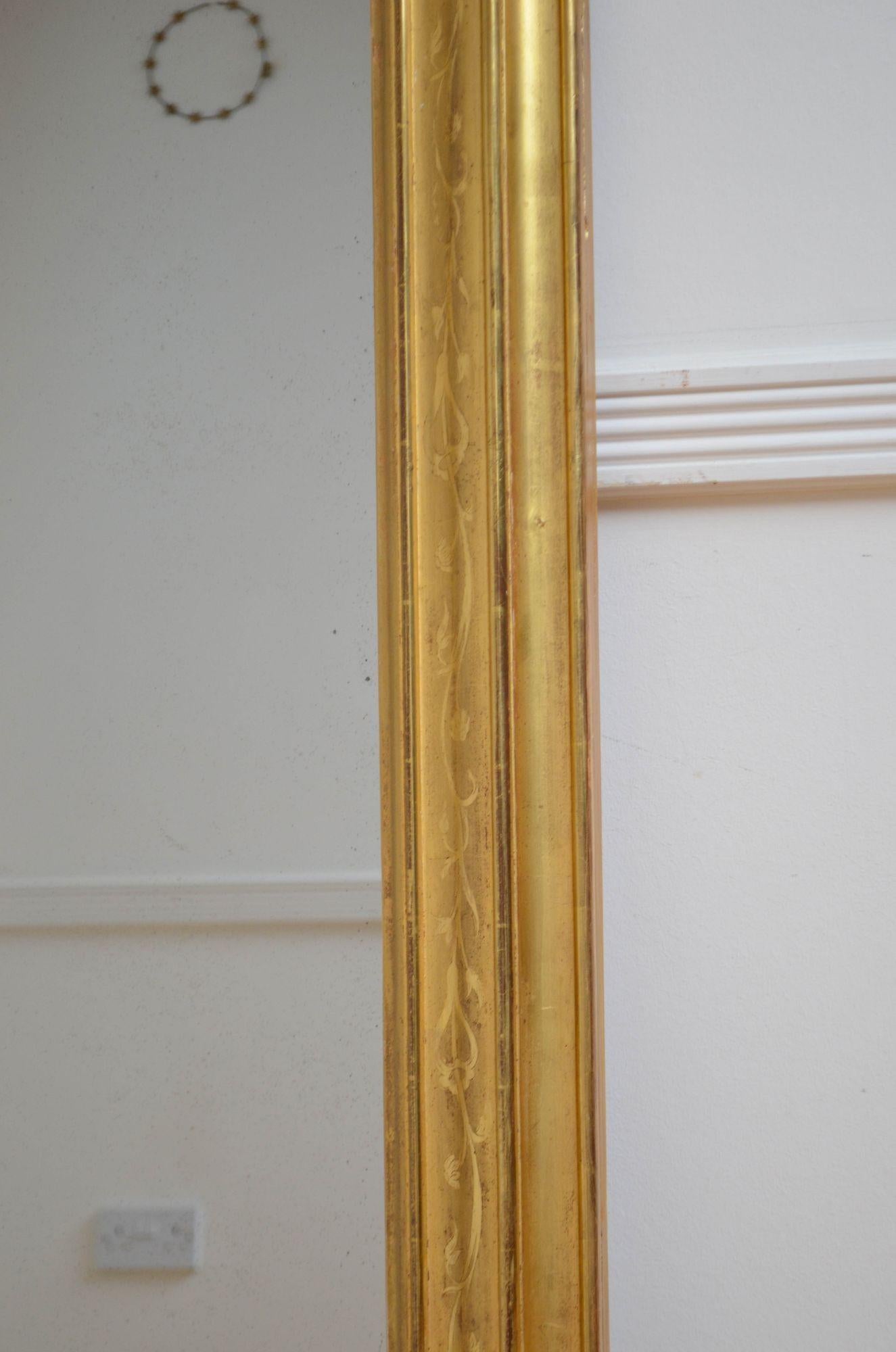 Miroir mural doré ancien H103 cm en vente 7