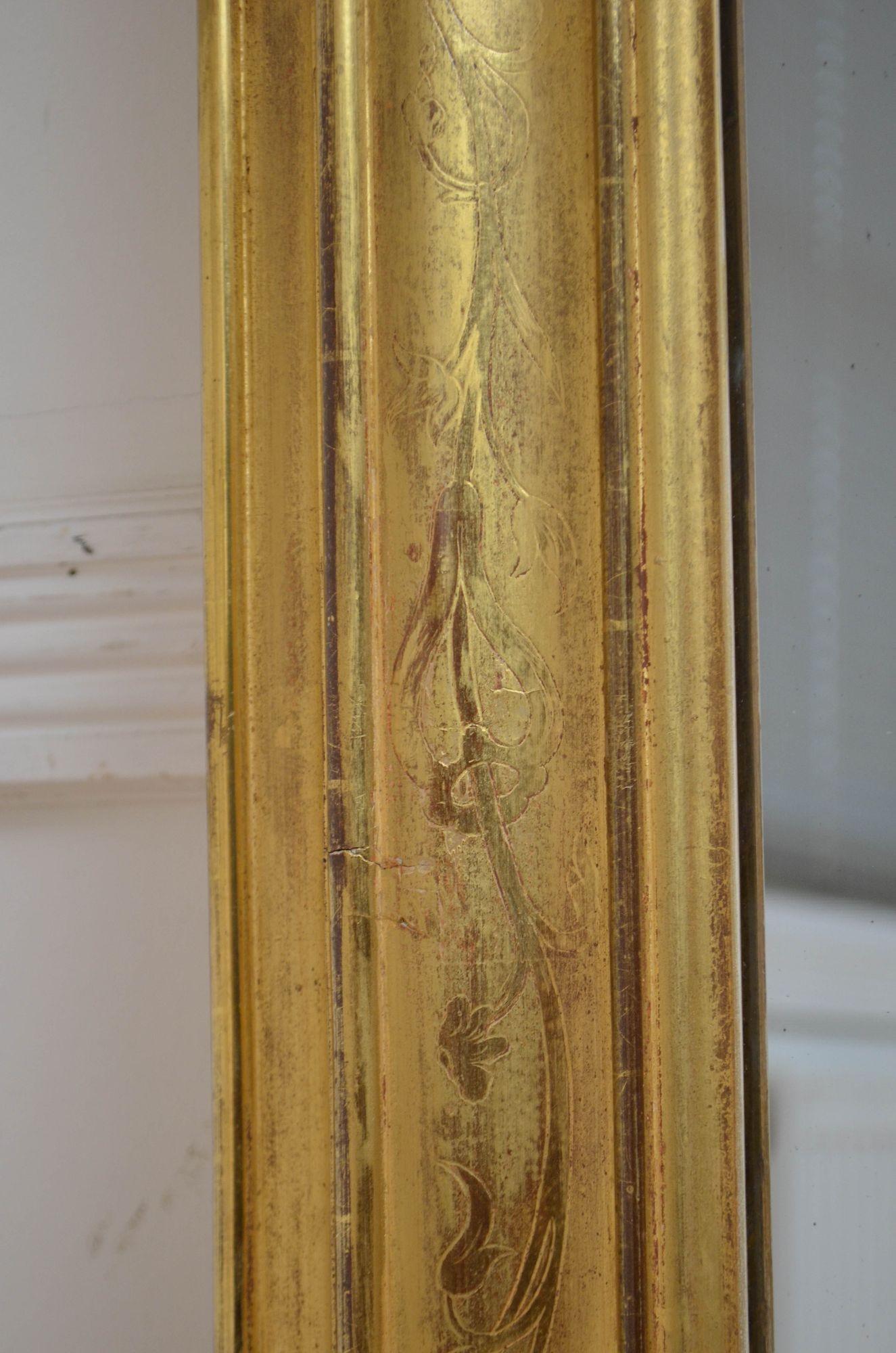 Miroir mural doré ancien H103 cm en vente 9