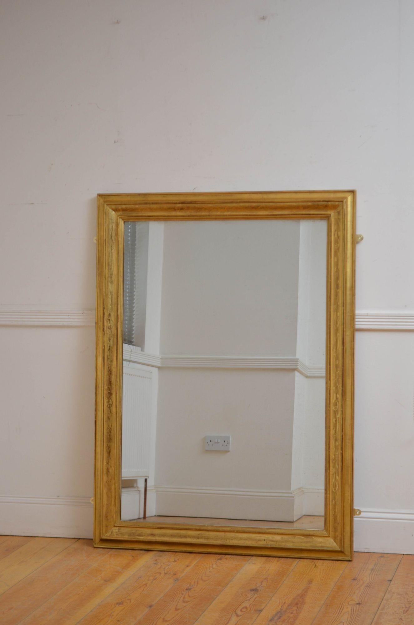 Français Miroir mural doré ancien H103 cm en vente