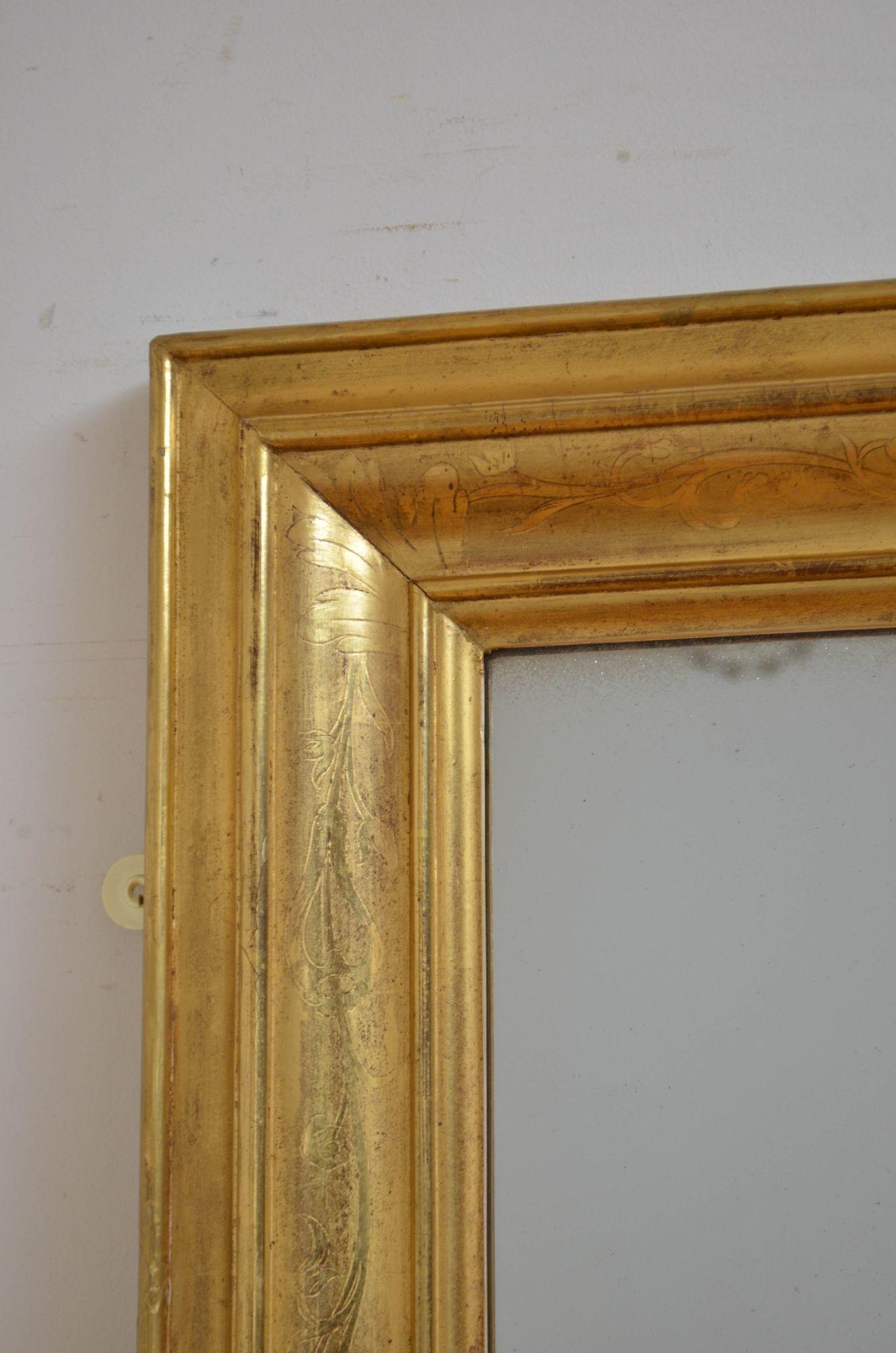 Miroir mural doré ancien H103 cm en vente 3