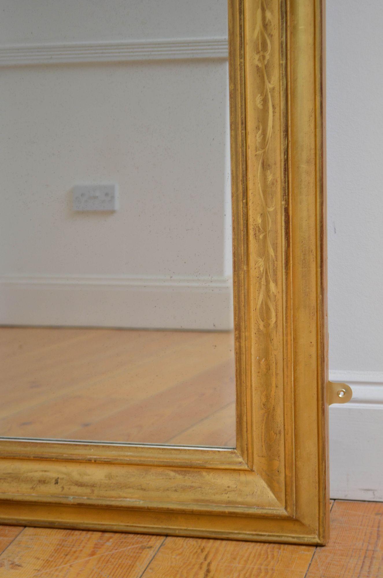 Miroir mural doré ancien H140 cm en vente 7