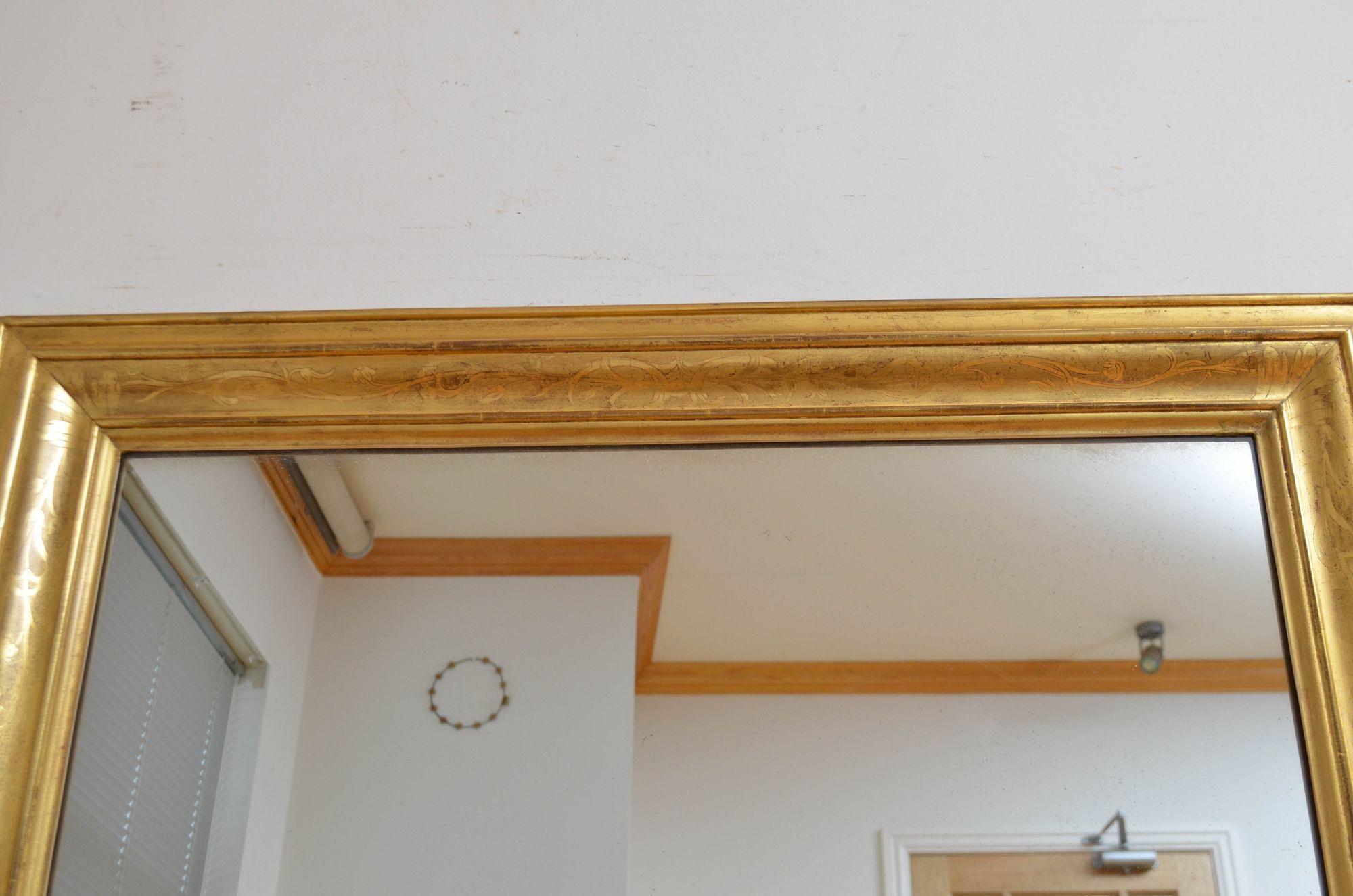 Miroir mural doré ancien H140 cm en vente 10
