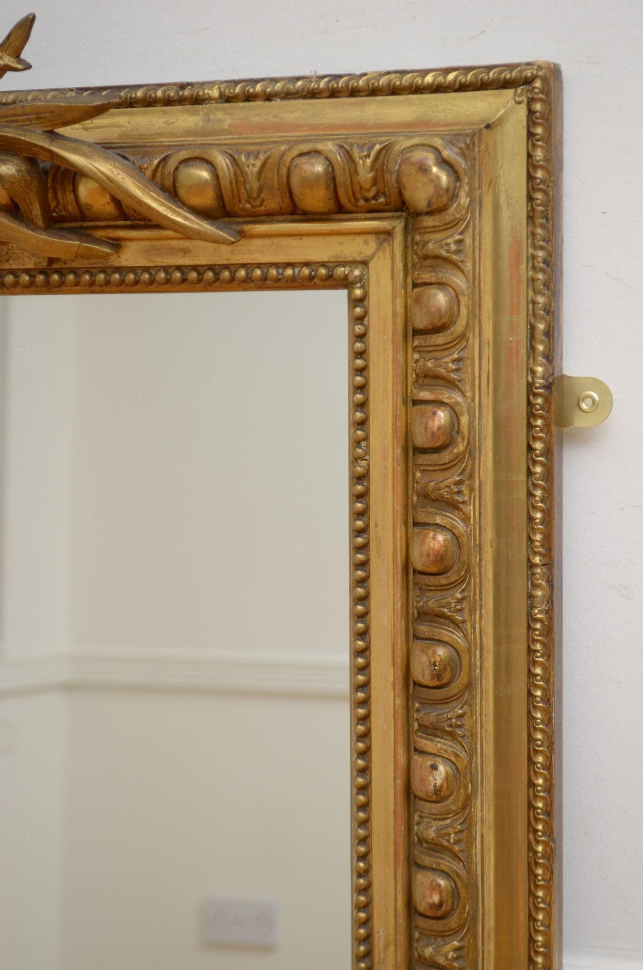 Antique Gilded Wall Mirror H148cm For Sale 5