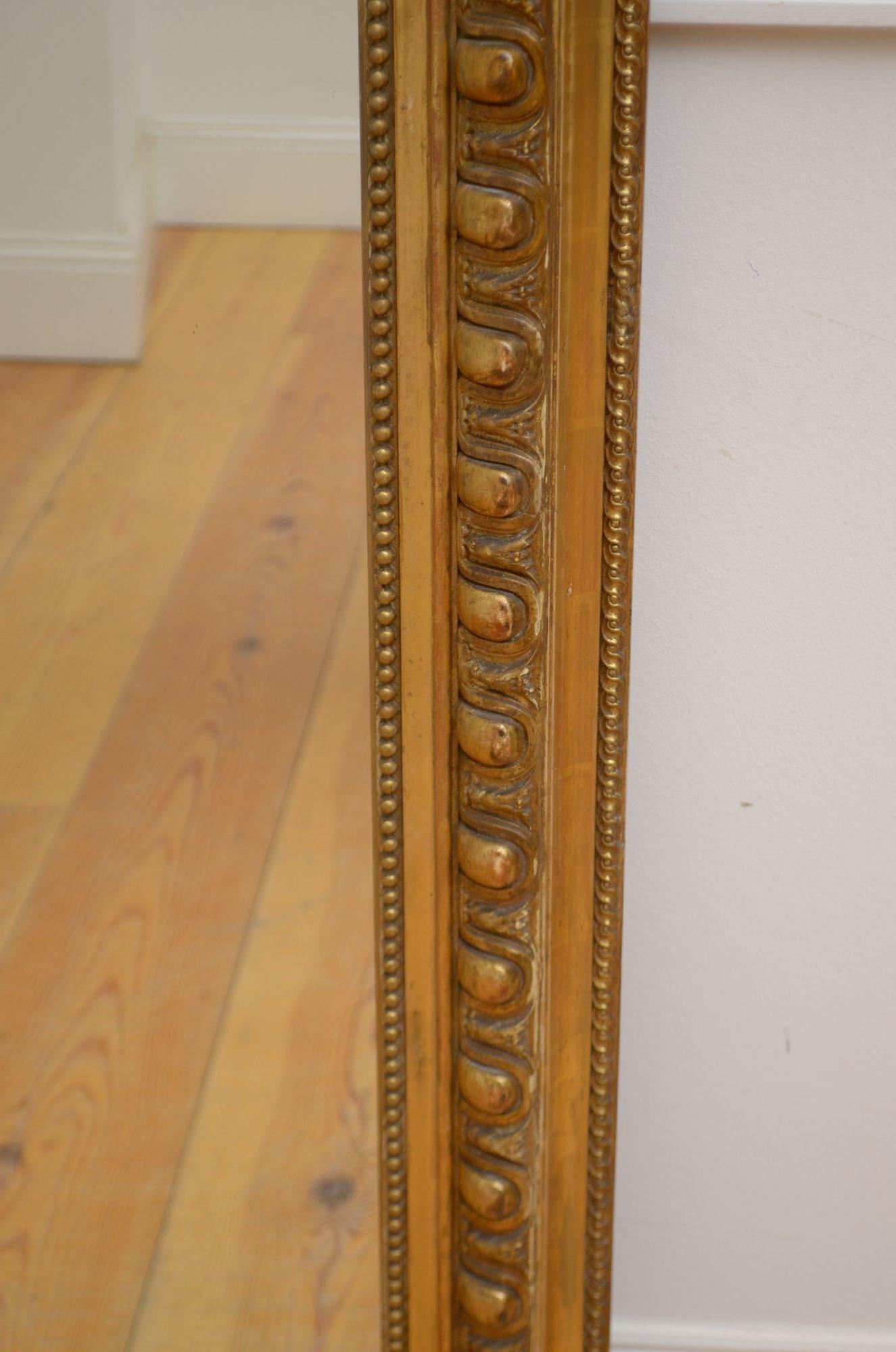 Antique Gilded Wall Mirror H148cm For Sale 6