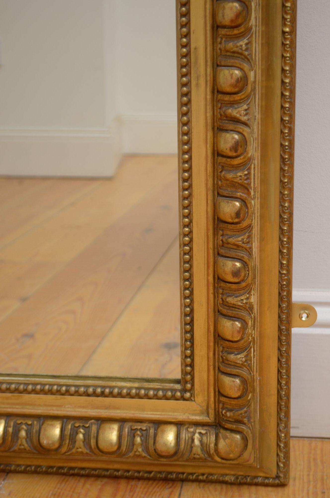 Antique Gilded Wall Mirror H148cm For Sale 7