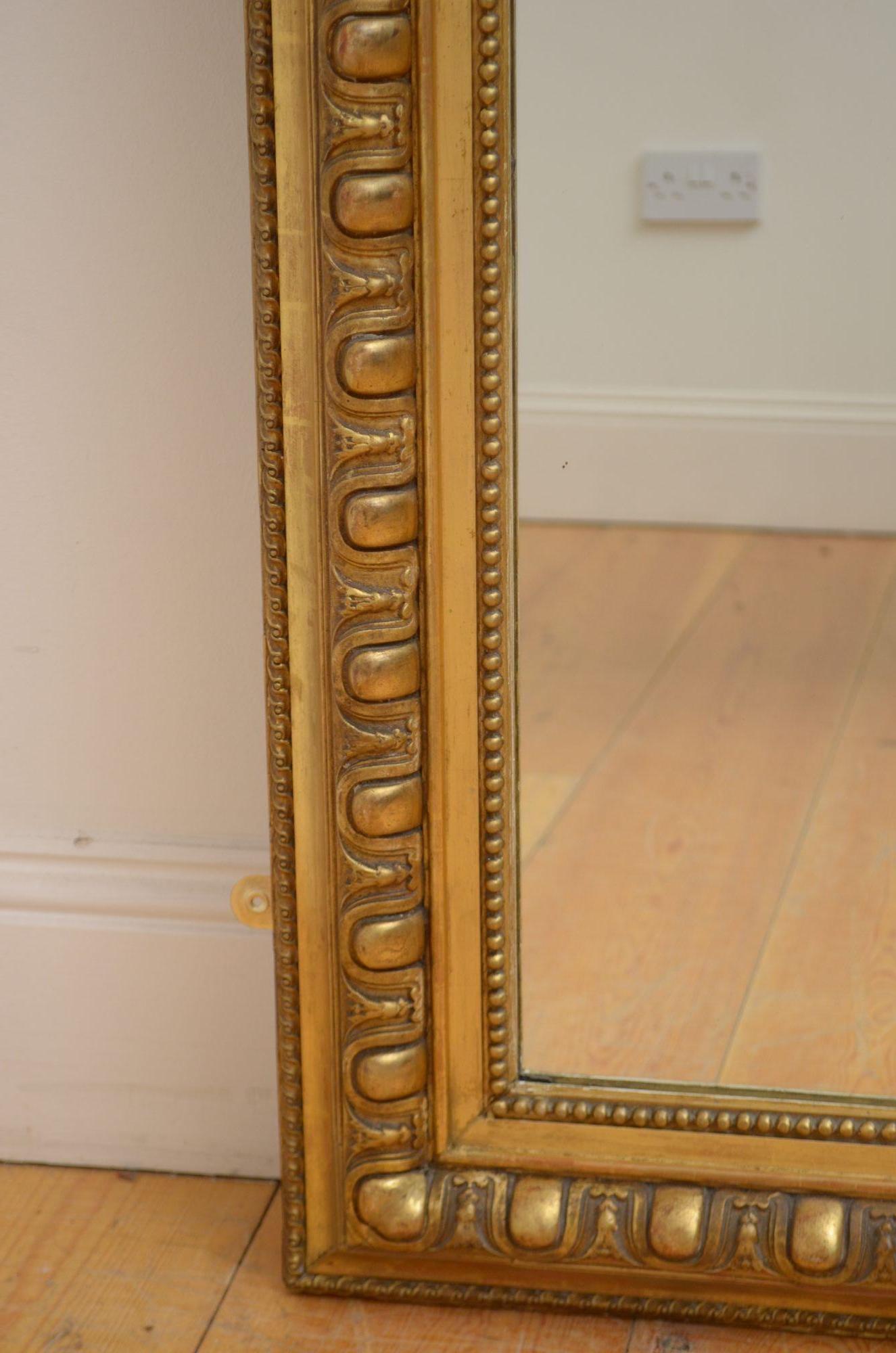 Antique Gilded Wall Mirror H148cm In Good Condition For Sale In Whaley Bridge, GB