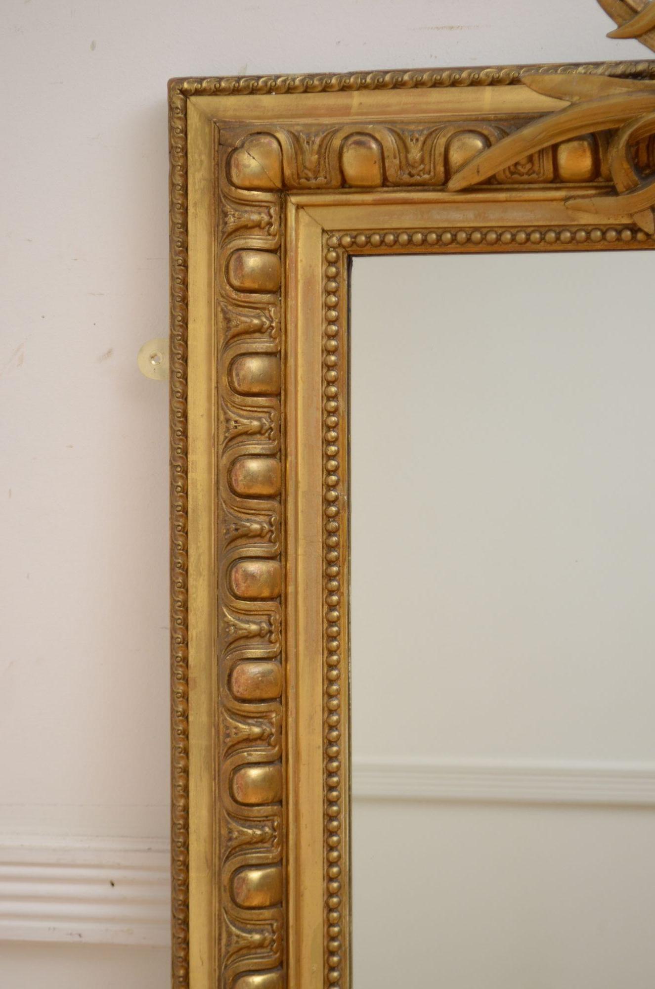 Gold Leaf Antique Gilded Wall Mirror H148cm For Sale