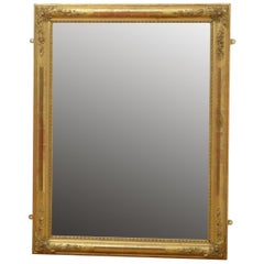 Antique Gilded Wall Mirror with Floral Decoration