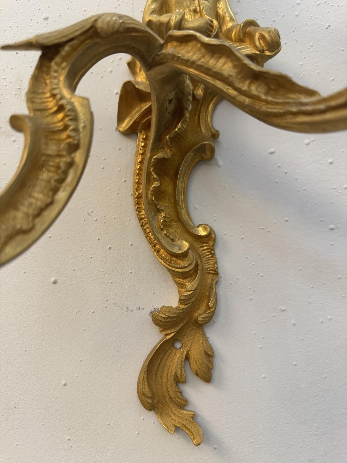 Baroque Antique Gilded Wall Sconces For Sale