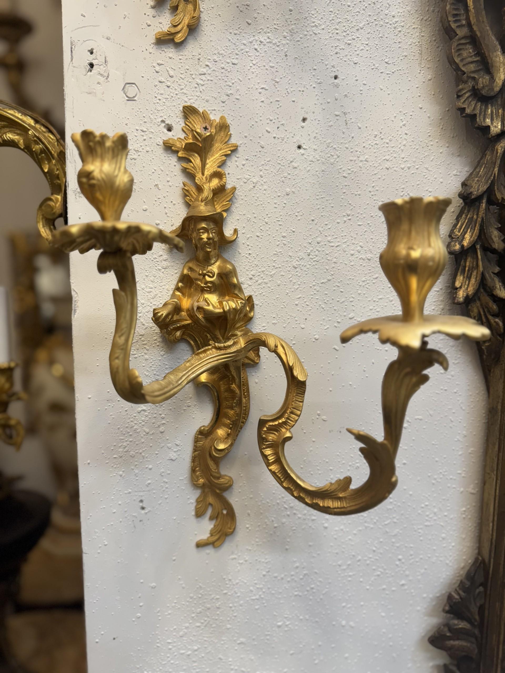 Antique Gilded Wall Sconces In Excellent Condition For Sale In Dallas, TX