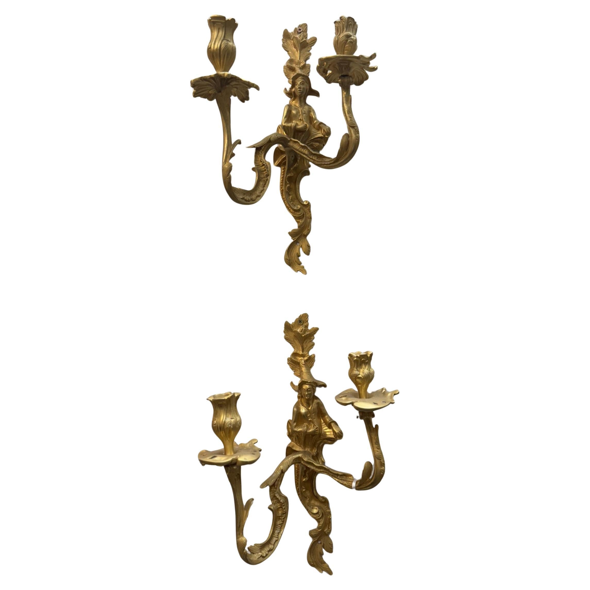 Antique Gilded Wall Sconces For Sale