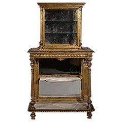 Antique Gilded Wood Étagère with Glass Vitrine, circa 1880