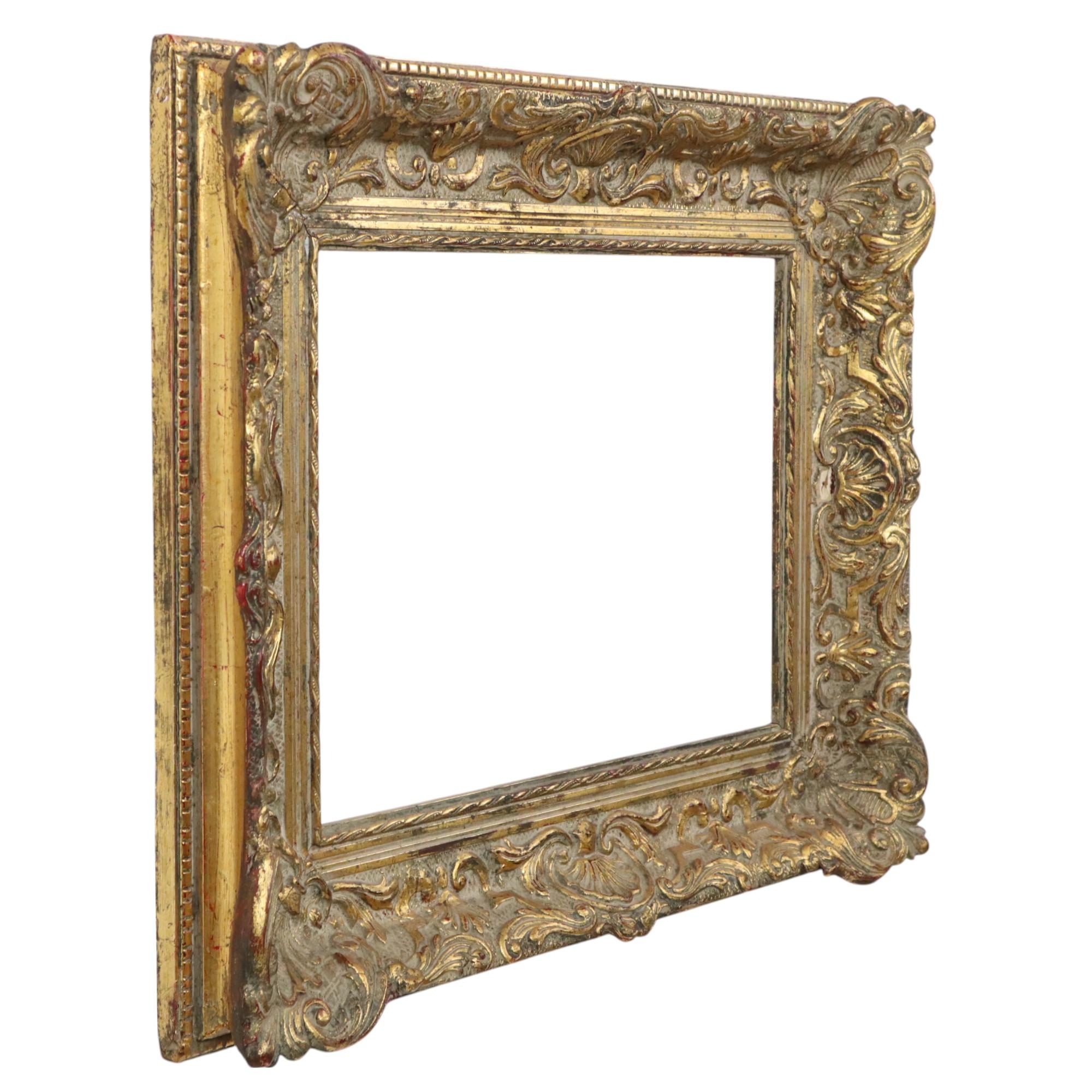 Antique Gilded Wooden Frame Classic Baroque Style 57x48cm For Sale 7