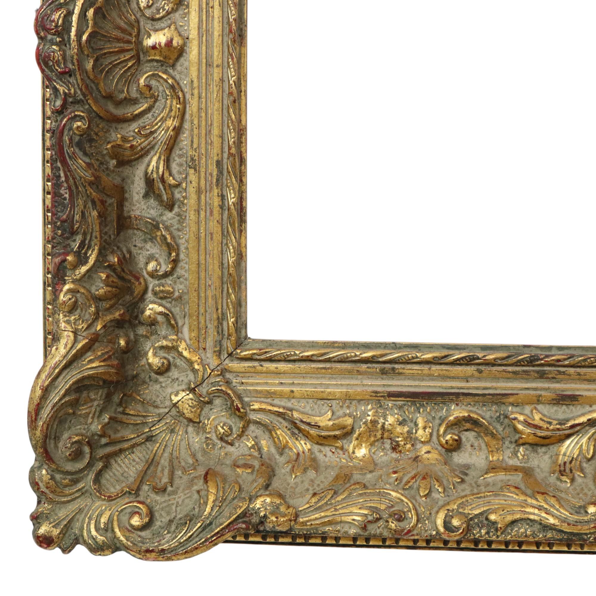 Antique Gilded Wooden Frame Classic Baroque Style 57x48cm For Sale 2