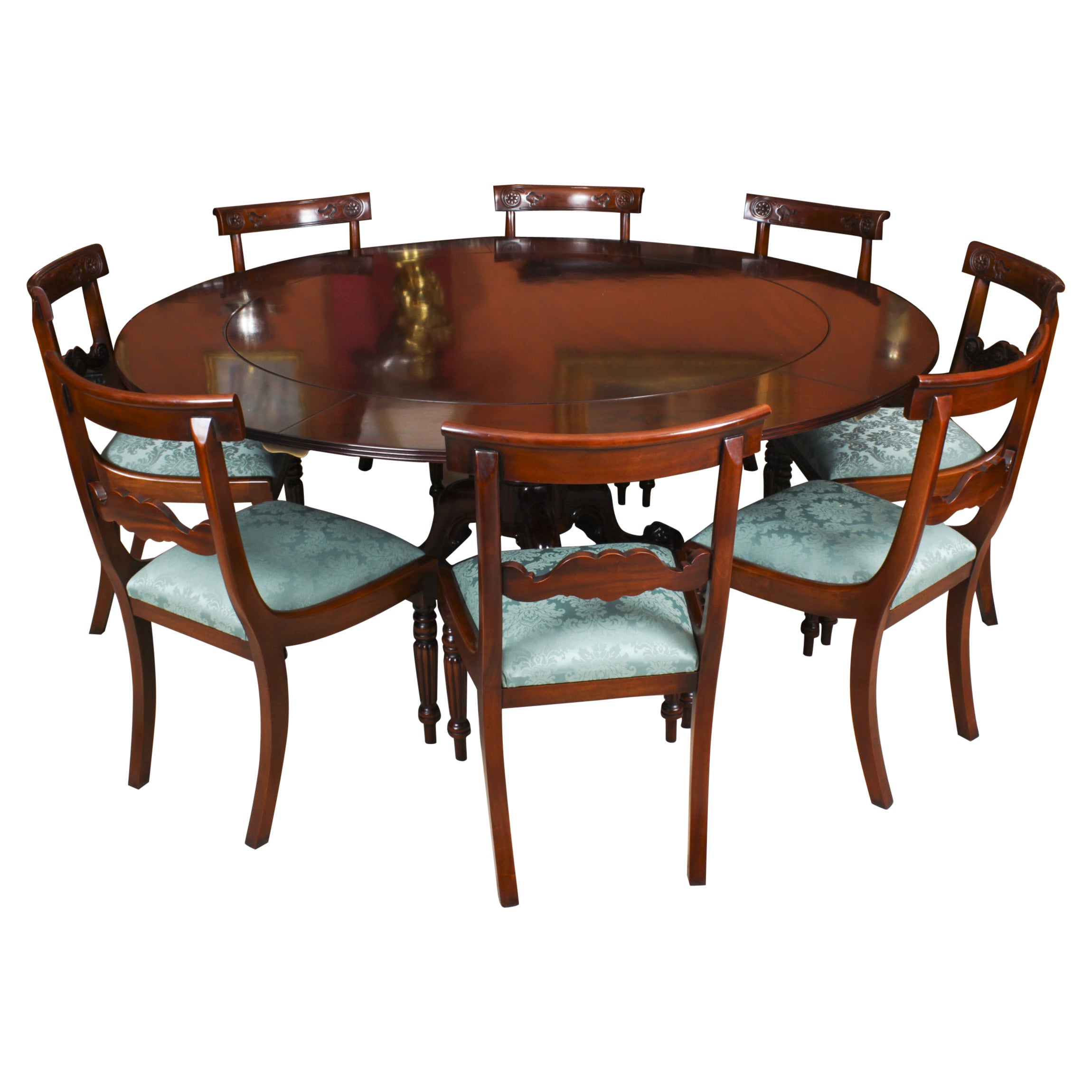 Antique Gillows Dining Table 19th C & 8 Bar Back Chairs 20thc