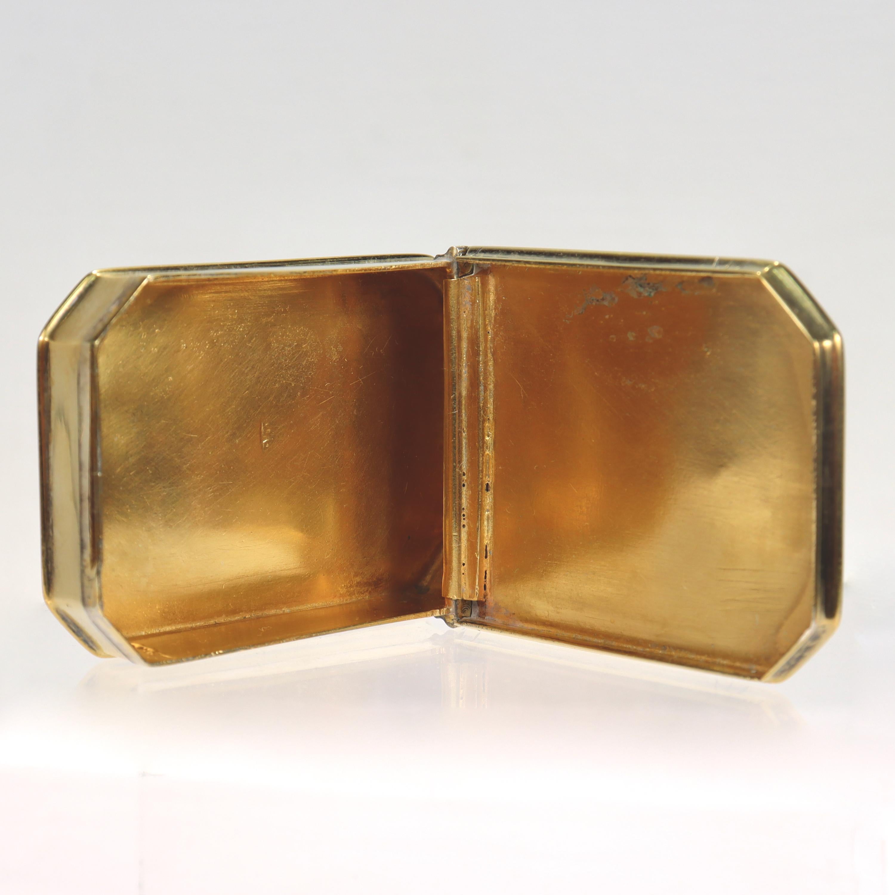 Antique Gilt American Coin Silver Snuff Box attributed to Benjamin Tappin For Sale 2