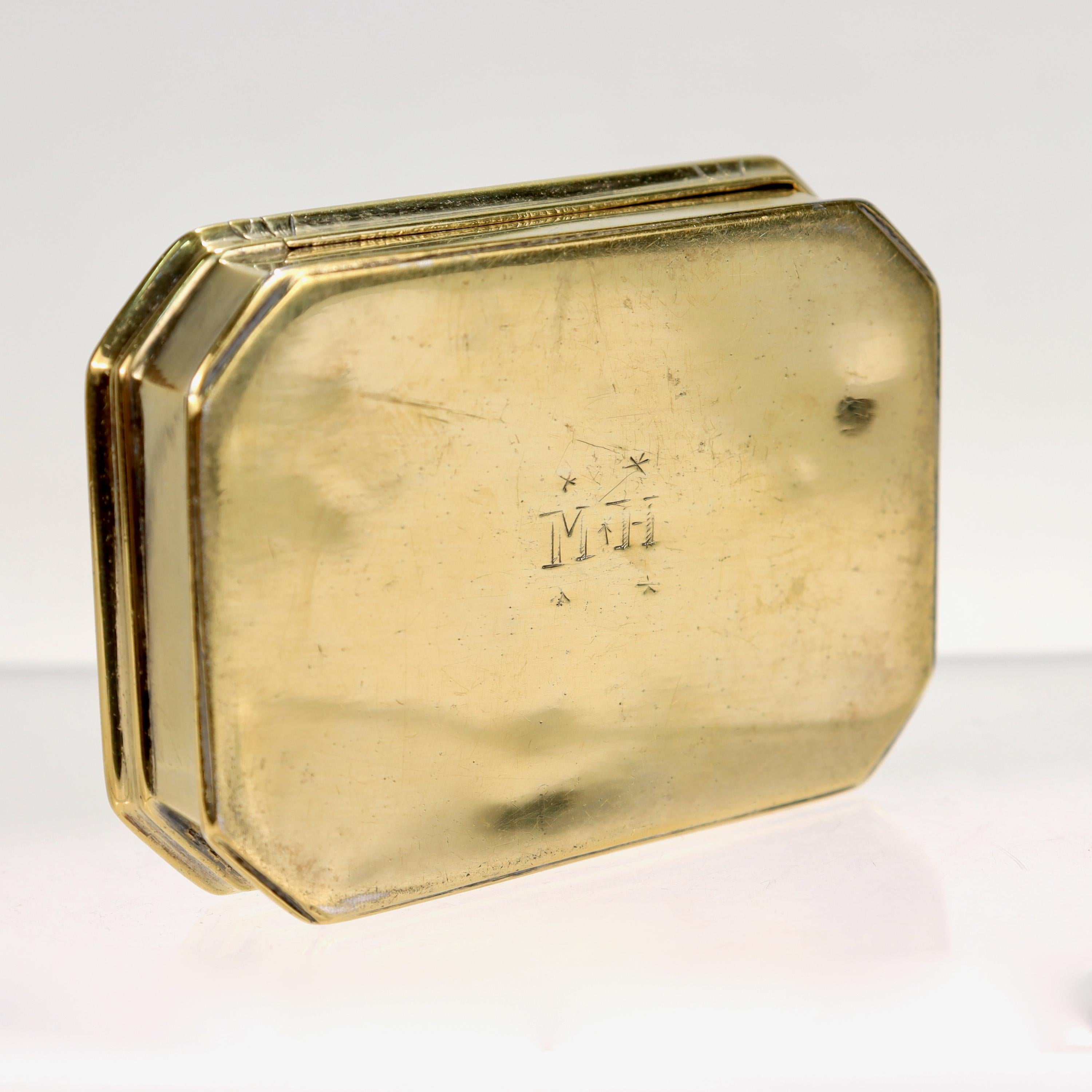 Federal Antique Gilt American Coin Silver Snuff Box attributed to Benjamin Tappin For Sale