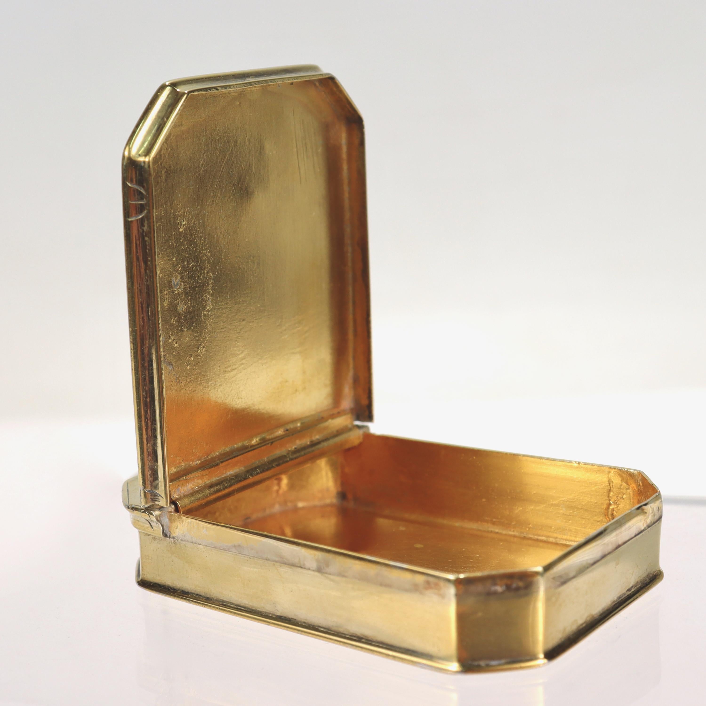 Antique Gilt American Coin Silver Snuff Box attributed to Benjamin Tappin For Sale 1
