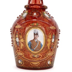 Antique Gilt and Enamelled Ruby Red Glass Decanter