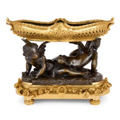 Antique Gilt and Patinated Bronze Cherub Centrepiece by Moreau