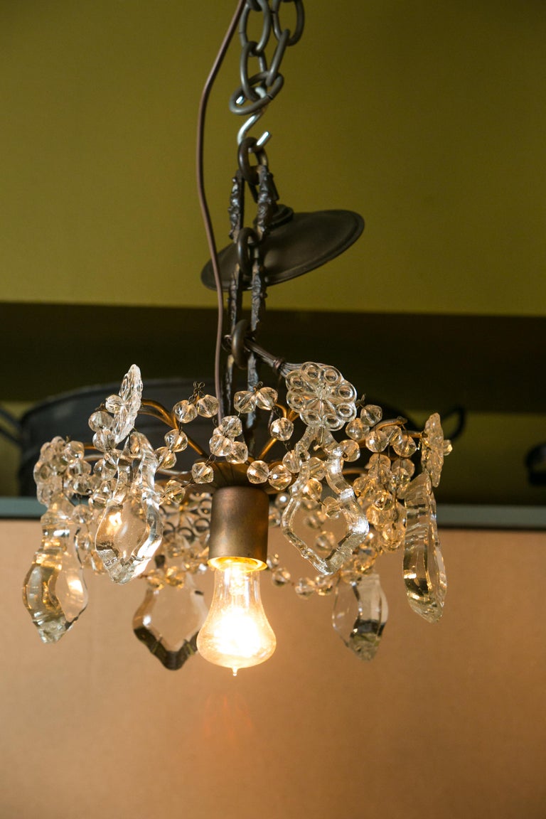 Antique Gilt Brass and Crystal Chandelier at 1stdibs