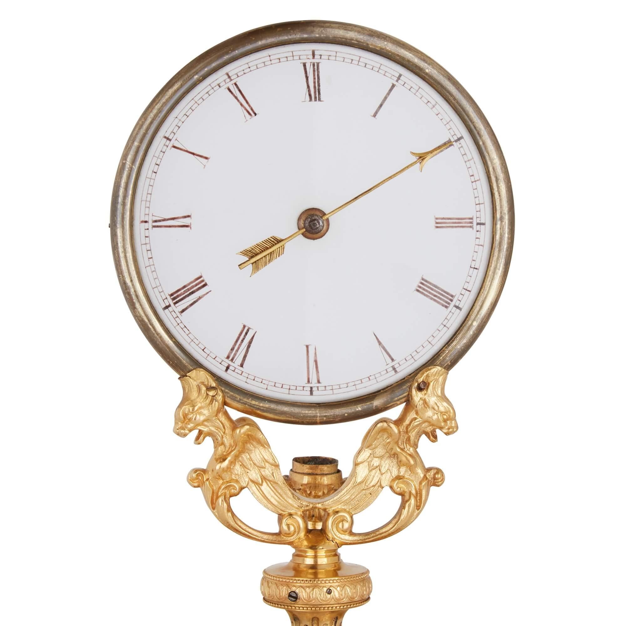 19th Century Antique Gilt Brass and Frosted Glass Mystery Clock by Robert-Houdin For Sale