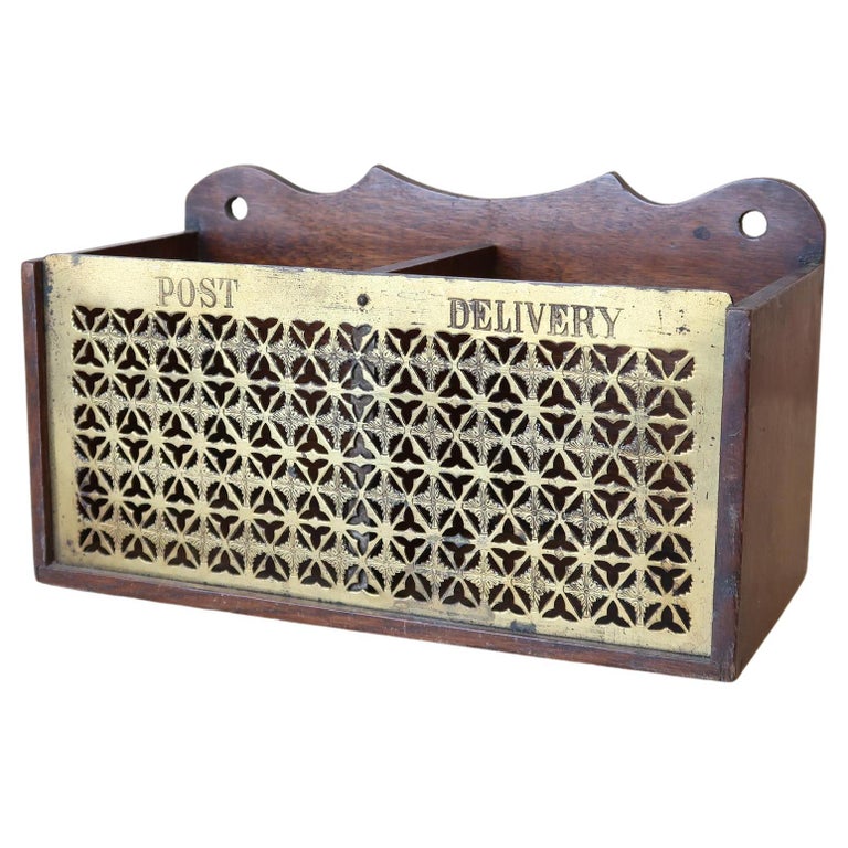 Antique Gilt Brass and Oak Desk Caddy, English, C.1900 For Sale at 1stDibs