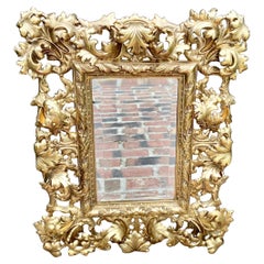 Antique Gilt Brass Baroque Revival Double Beveled Wall Mirror