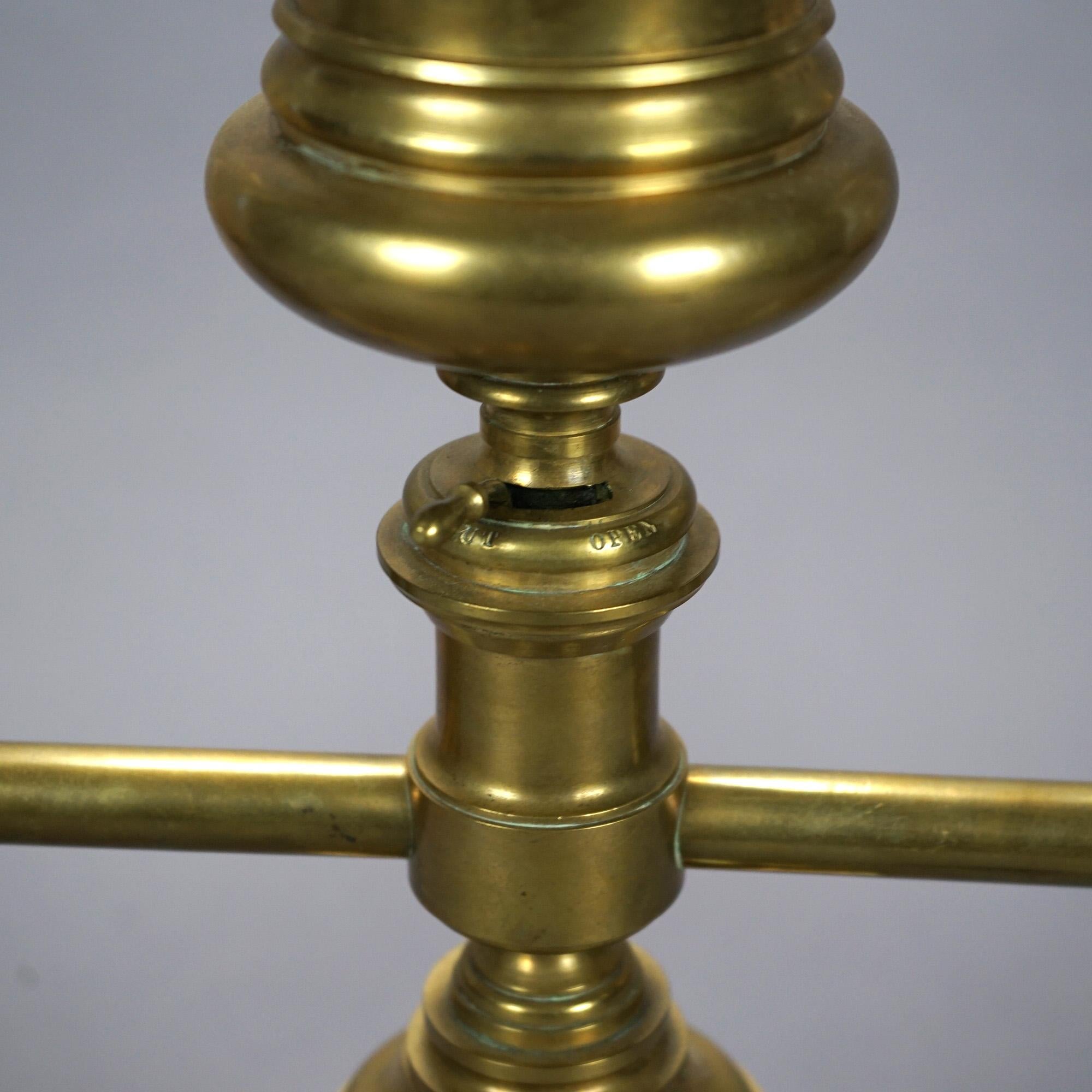 Antique Gilt Brass & Bronze Double Argand Lamp with Shades, circa 1820 4